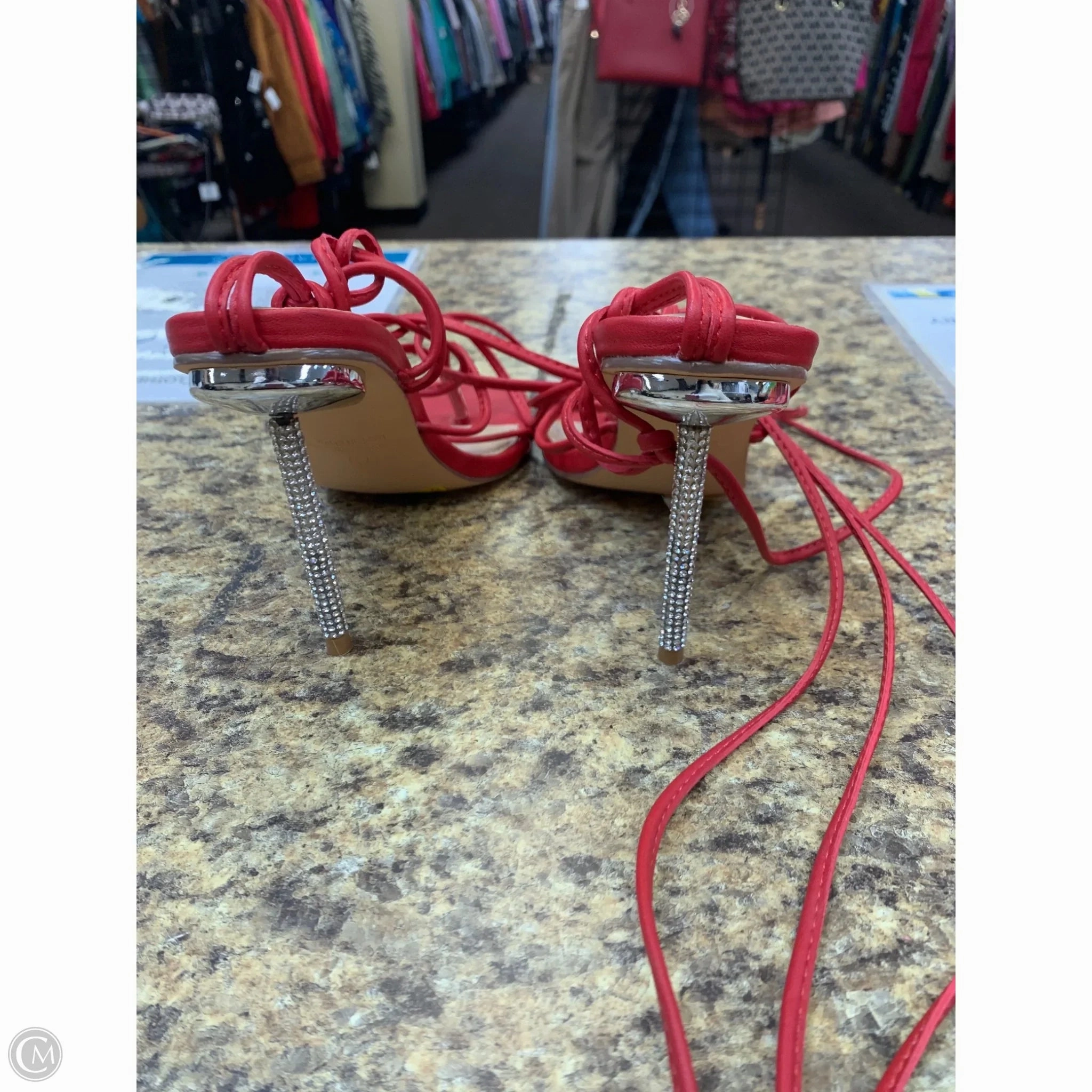 Sandals Heels Stiletto By Liliana In Red, Size: 7.5