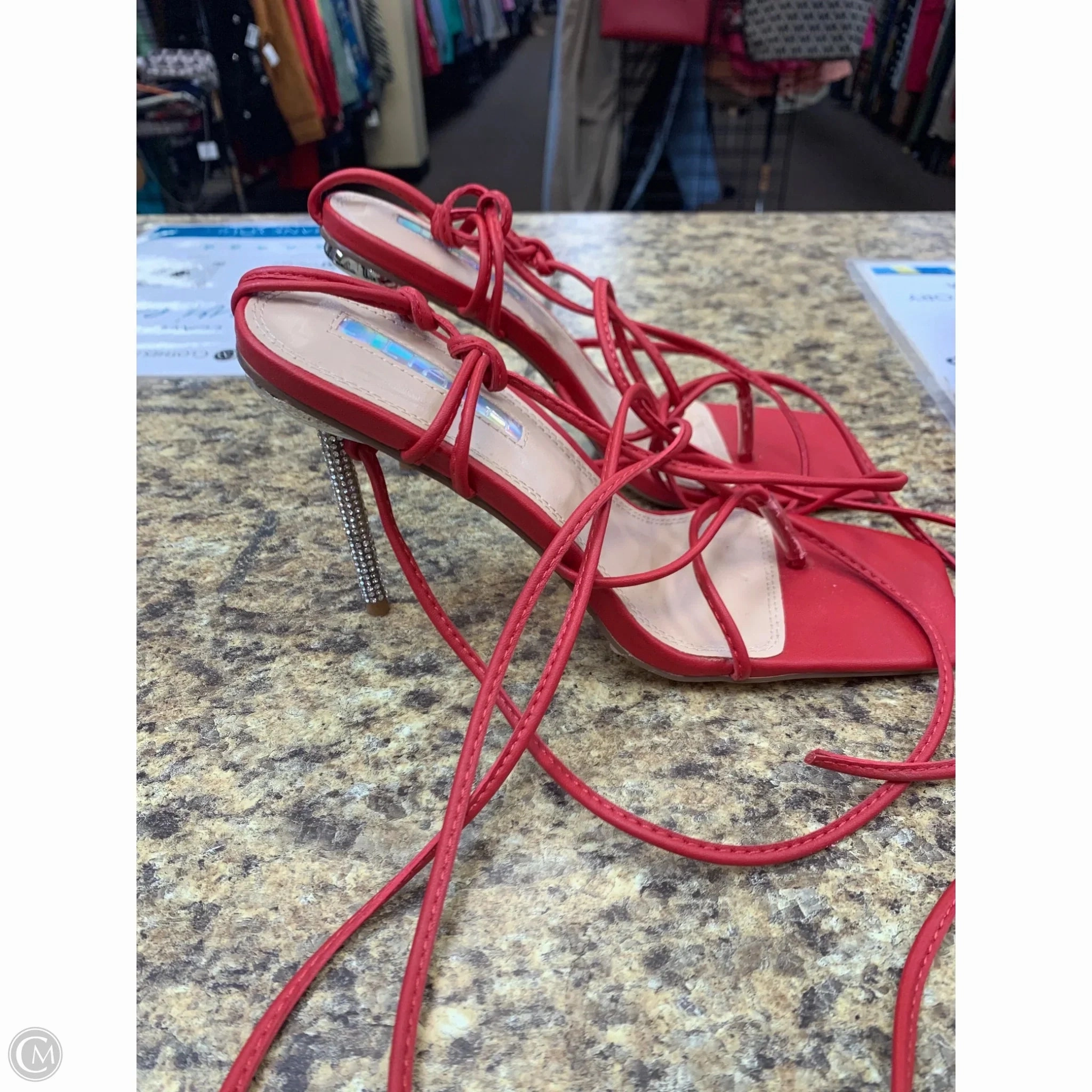Sandals Heels Stiletto By Liliana In Red, Size: 7.5