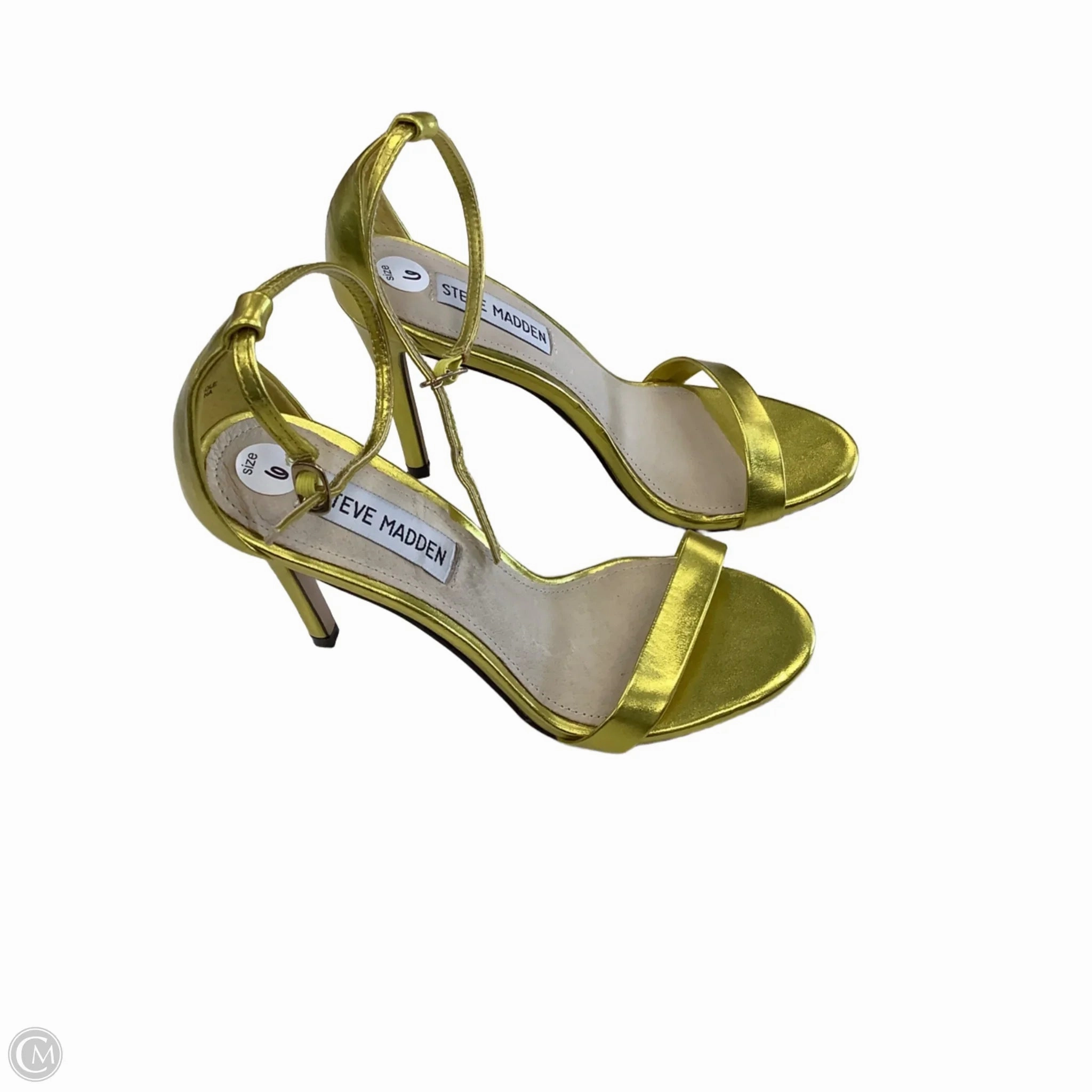 Sandals Heels Stiletto By Steve Madden In Gold, Size: 6