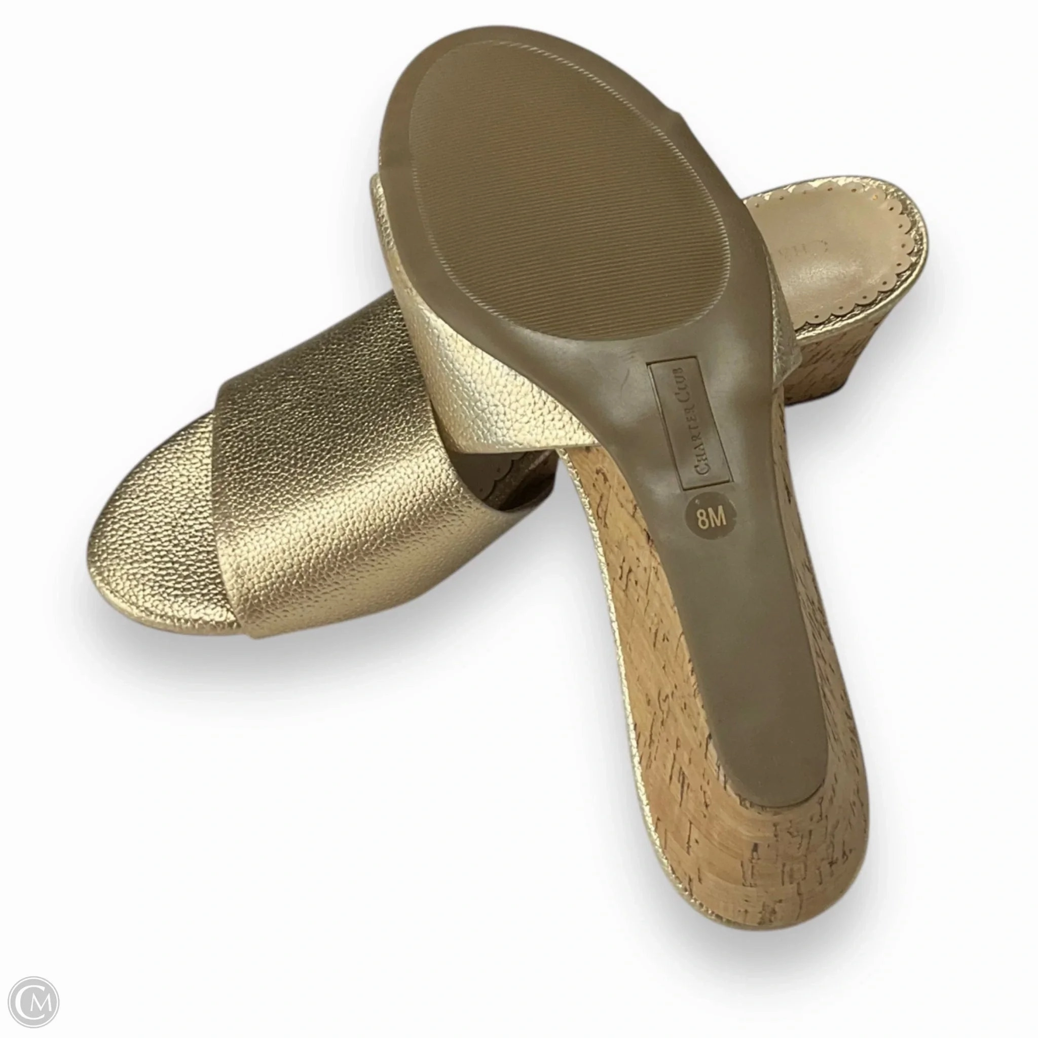 Sandals Heels Wedge By Charter Club In Gold, Size: 8