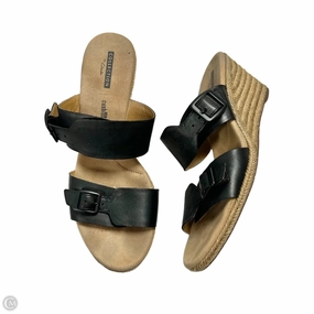 Sandals Heels Wedge By Clarks In Black & Tan, Size: 9.5