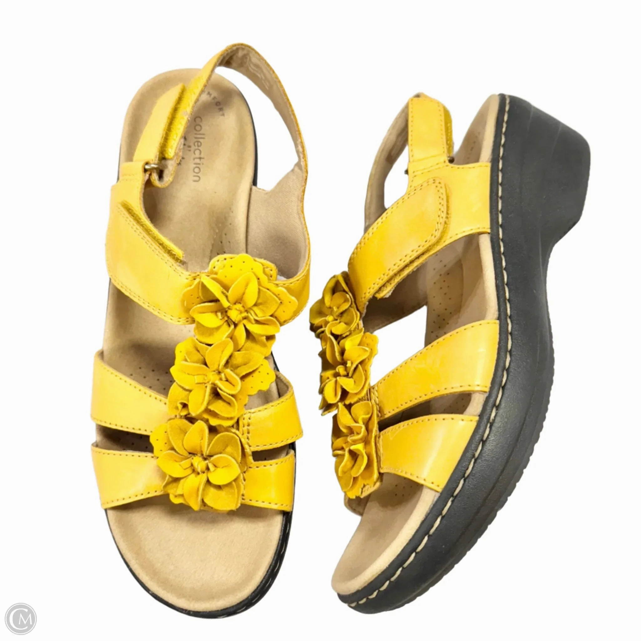 Sandals Heels Wedge By Clarks In Yellow, Size: 9