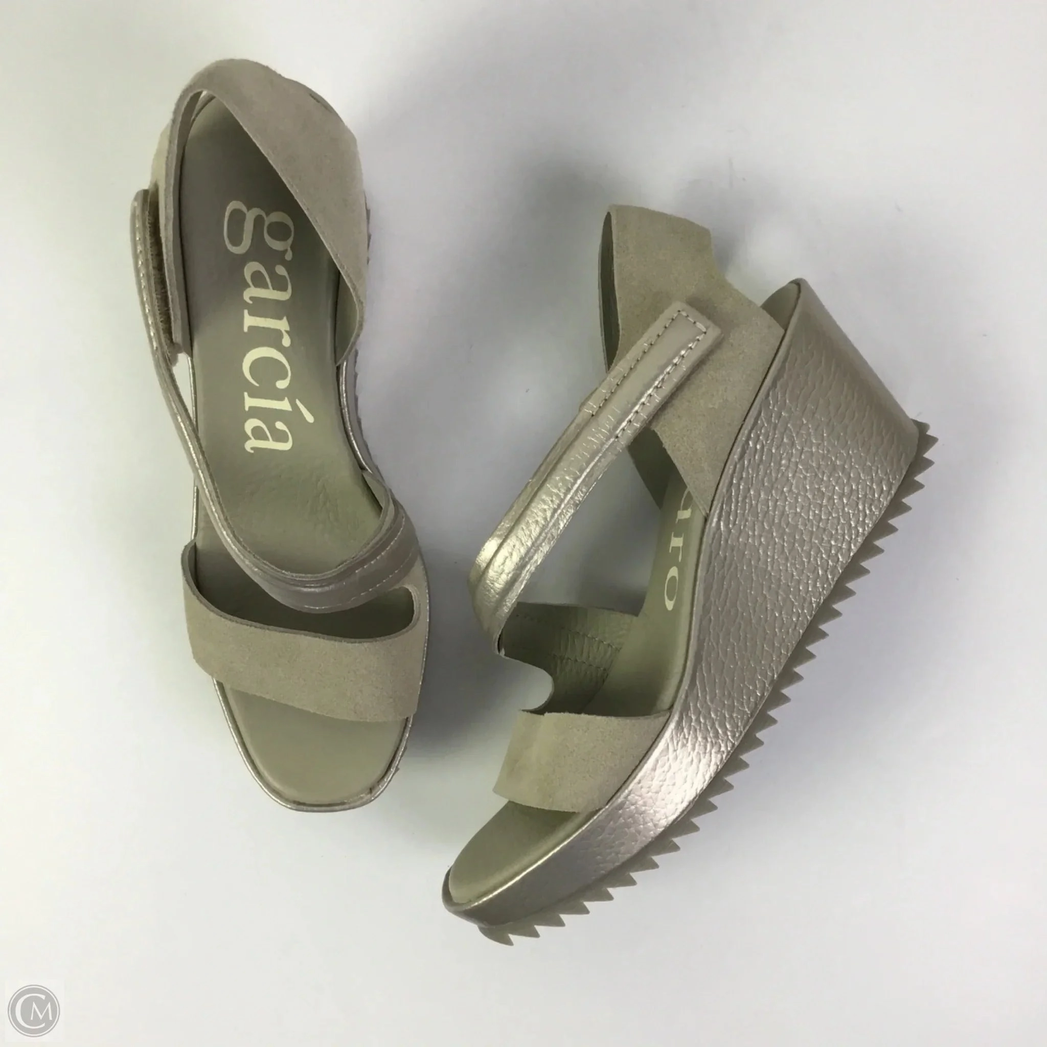 Sandals Heels Wedge By Cma In Grey, Size: 8.5