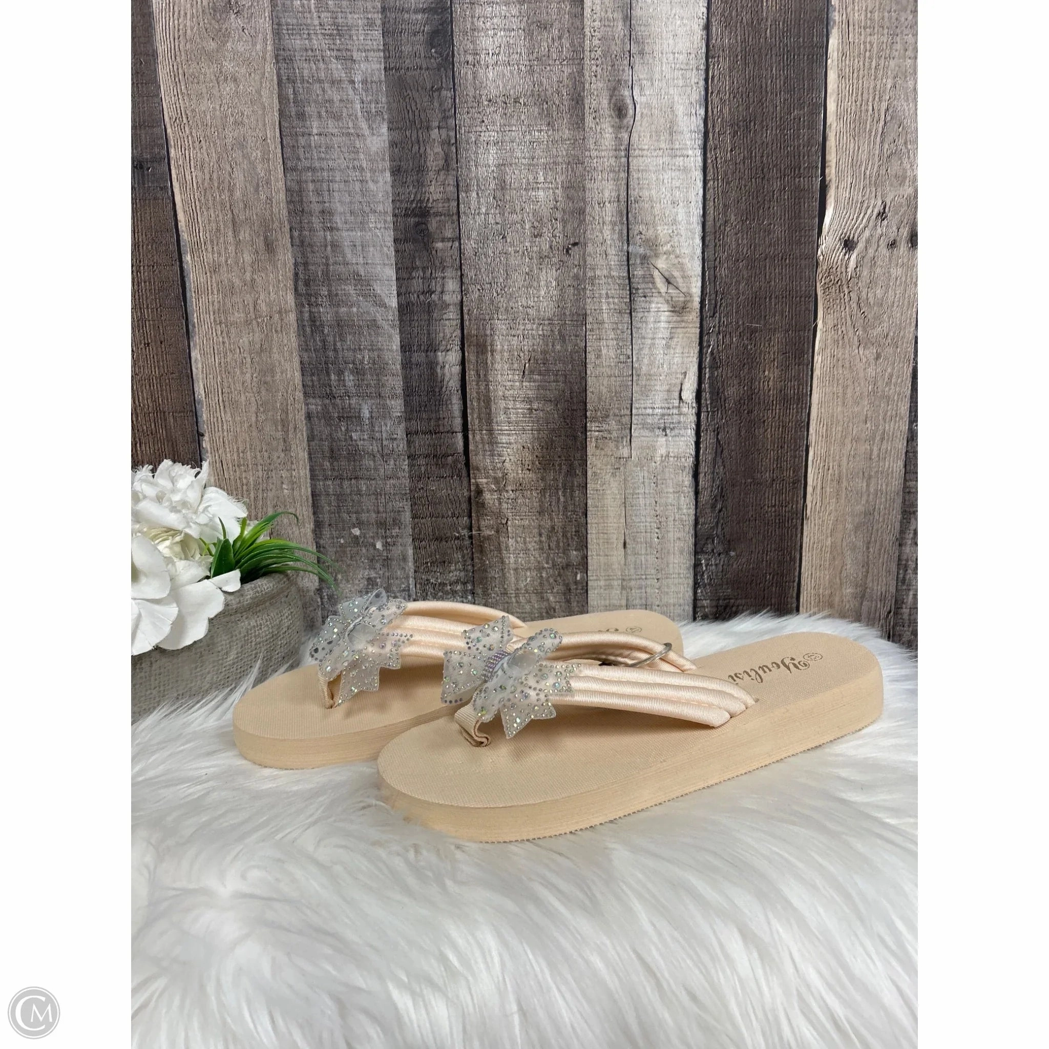 Sandals Heels Wedge By Cme In Peach, Size: 11