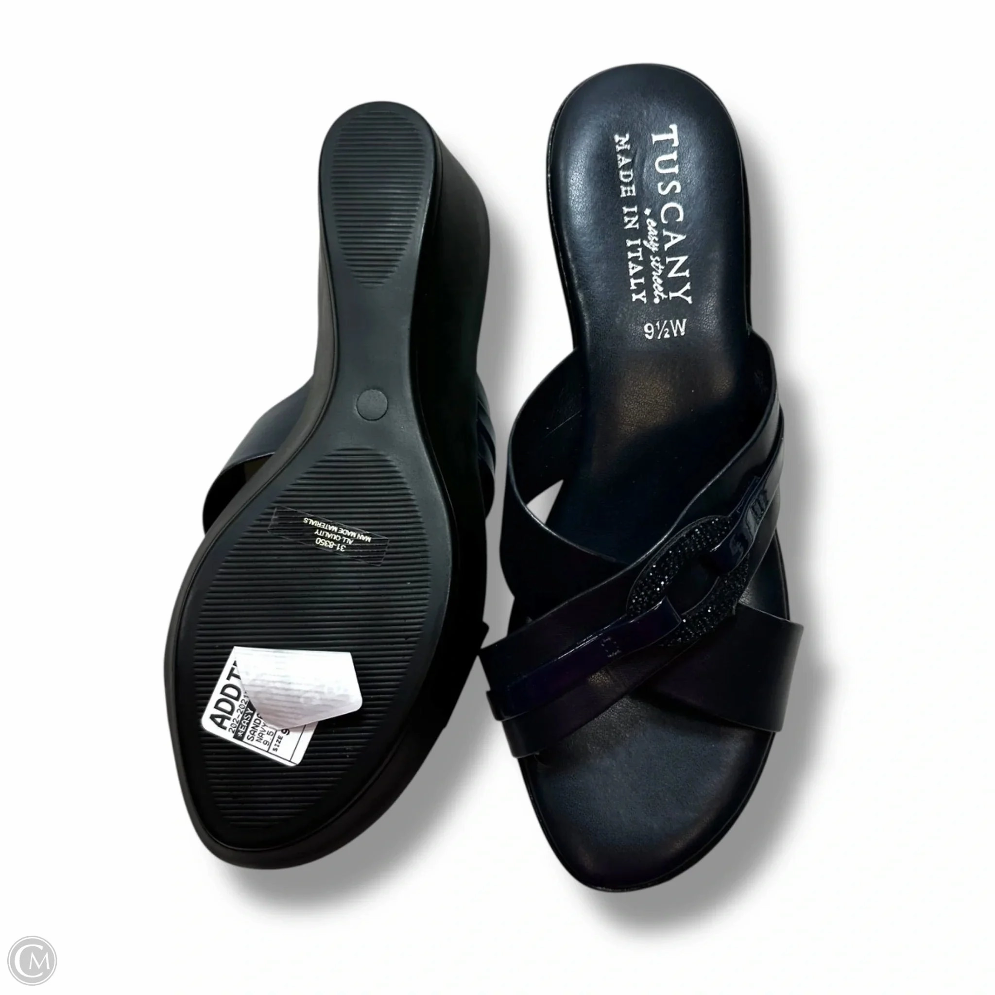 Sandals Heels Wedge By Easy Street In Navy, Size: 9.5