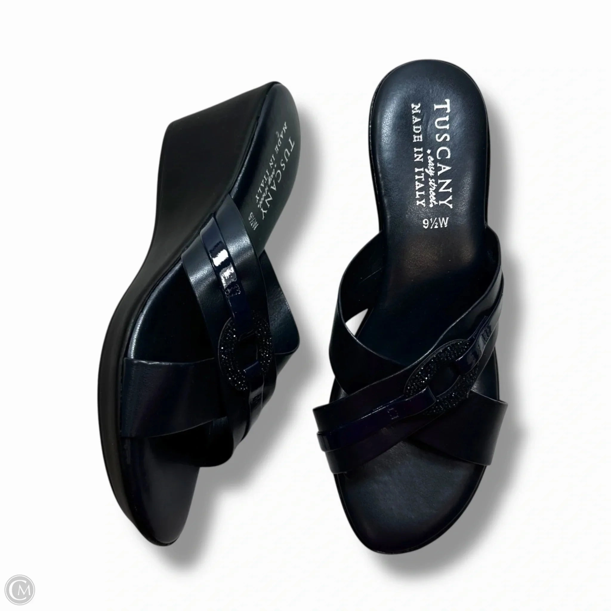 Sandals Heels Wedge By Easy Street In Navy, Size: 9.5