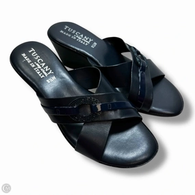 Sandals Heels Wedge By Easy Street In Navy, Size: 9.5