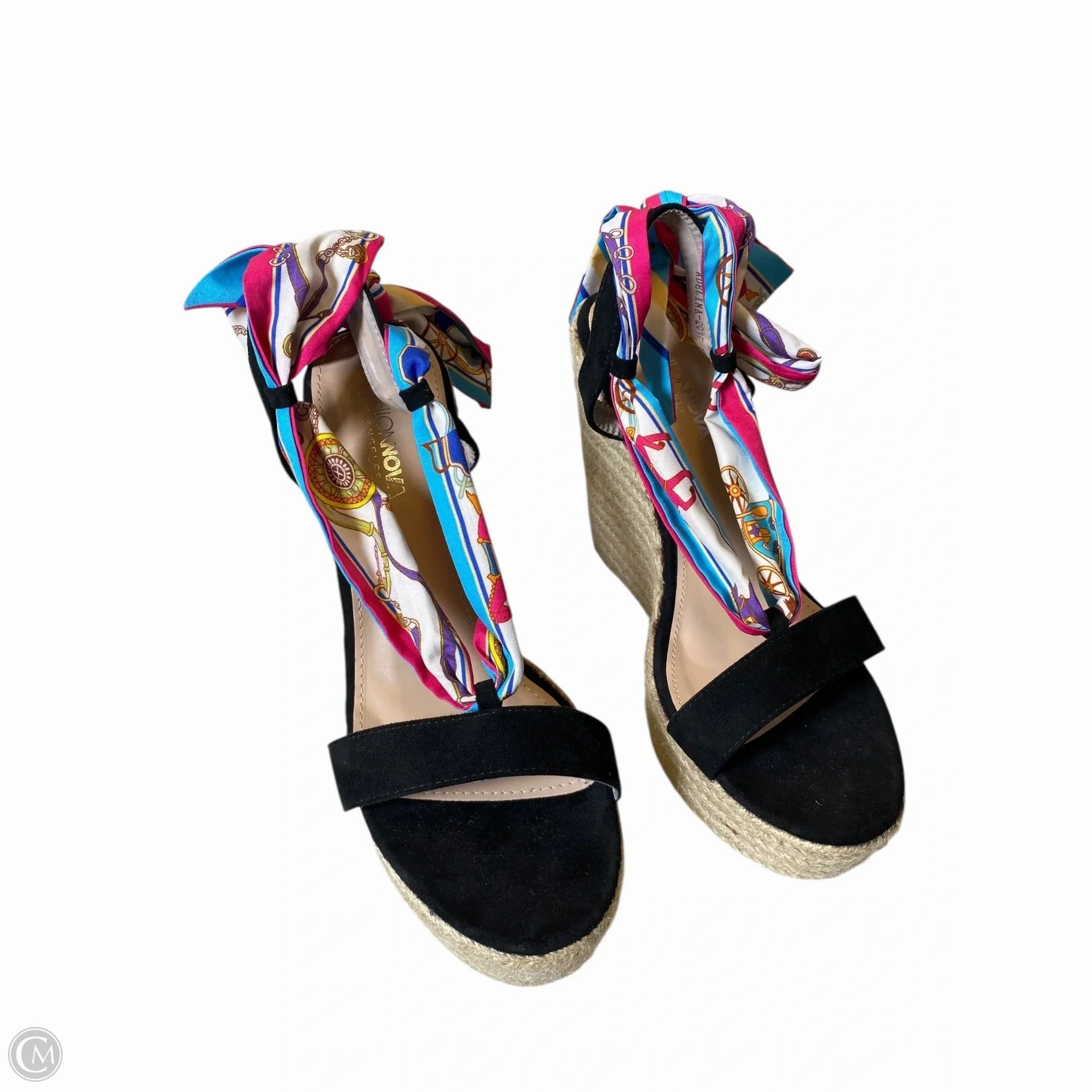 Sandals Heels Wedge By Fashion Nova In Black, Size: 10