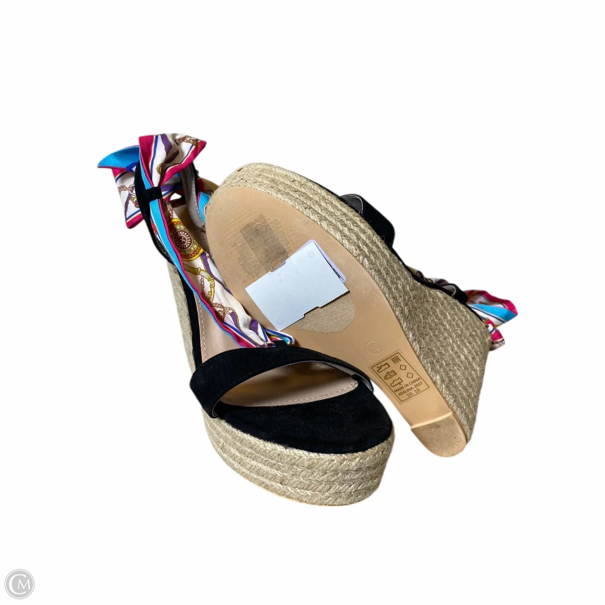 Sandals Heels Wedge By Fashion Nova In Black, Size: 10
