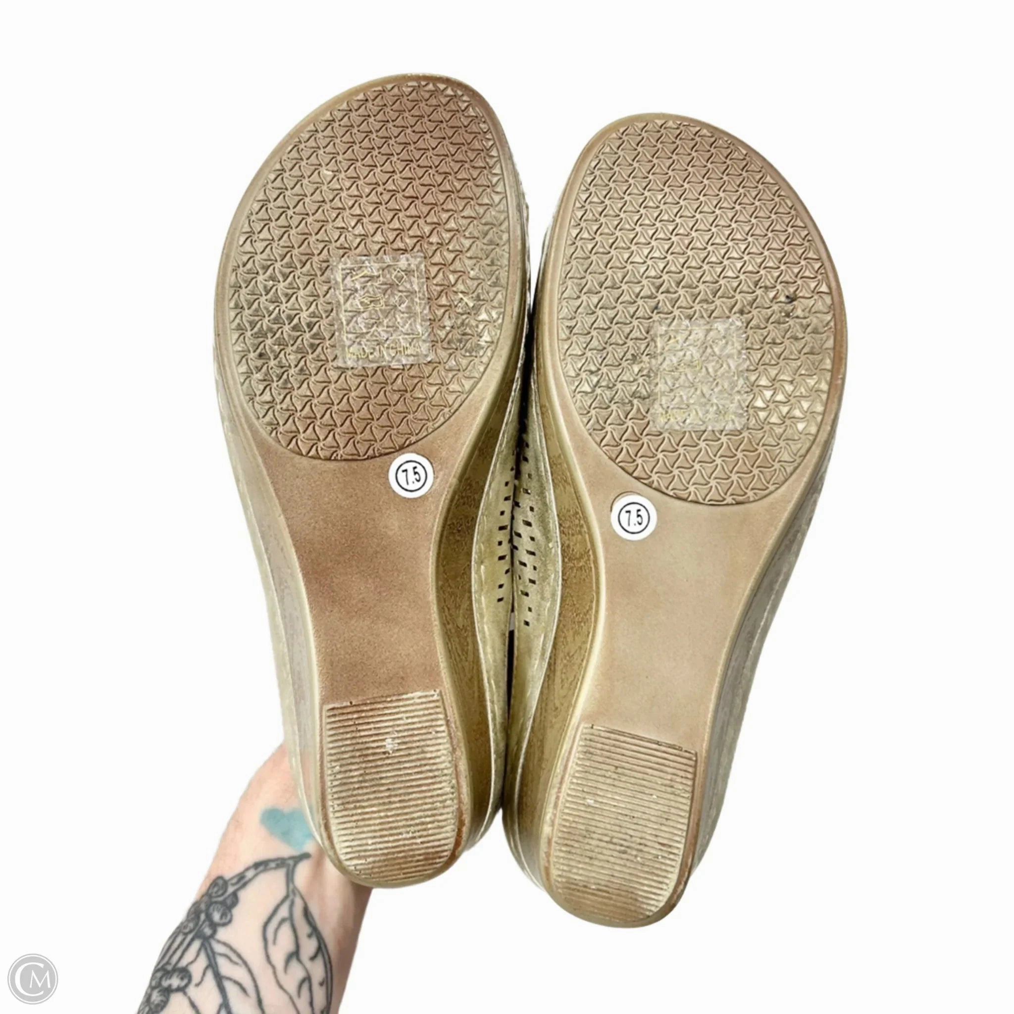 Sandals Heels Wedge By Good Choice In Tan, Size: 7.5