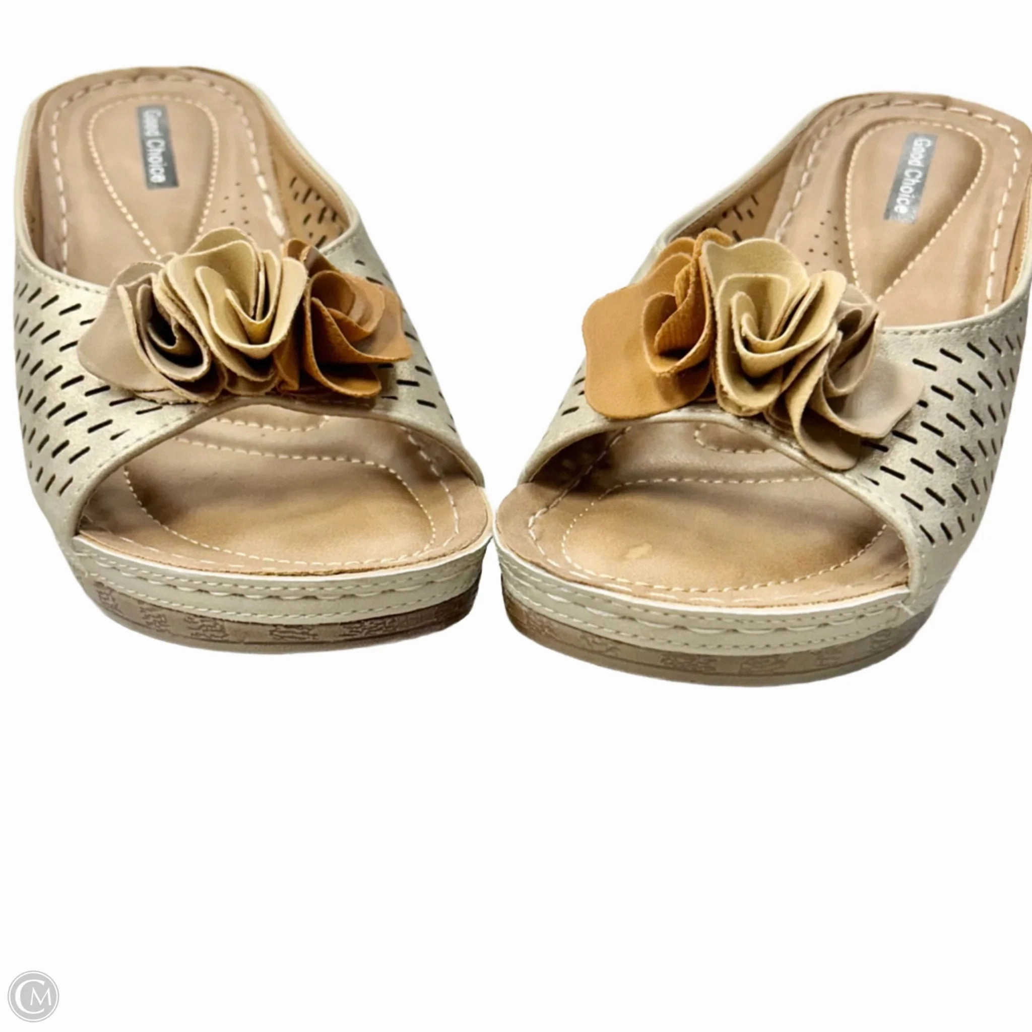 Sandals Heels Wedge By Good Choice In Tan, Size: 7.5