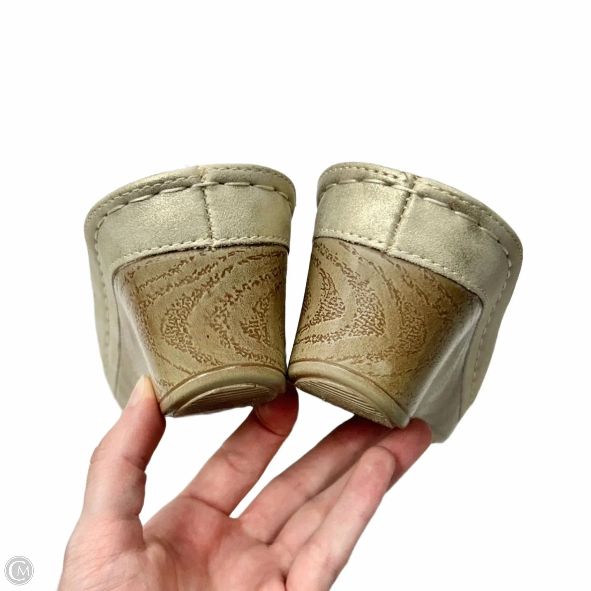 Sandals Heels Wedge By Good Choice In Tan, Size: 7.5
