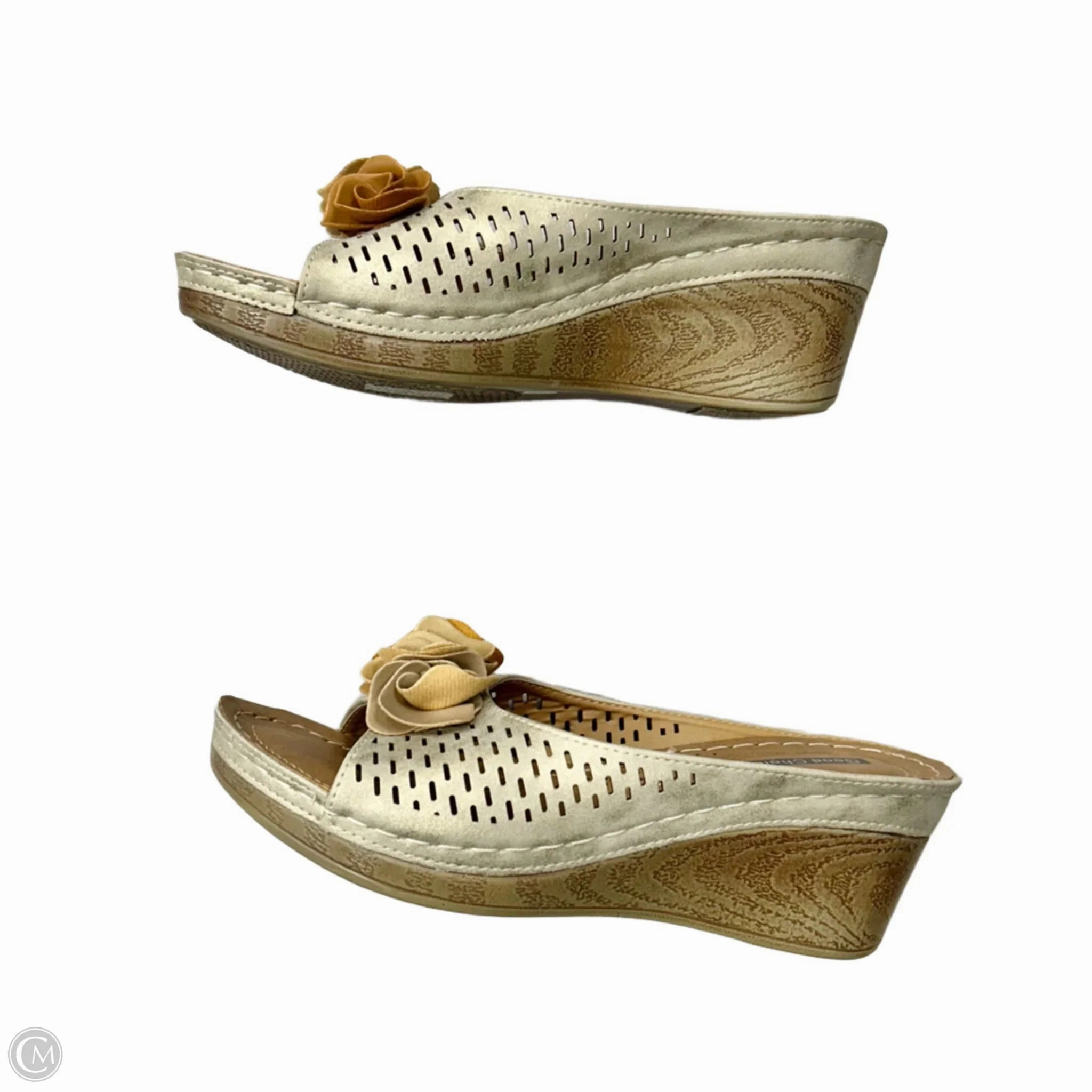 Sandals Heels Wedge By Good Choice In Tan, Size: 7.5