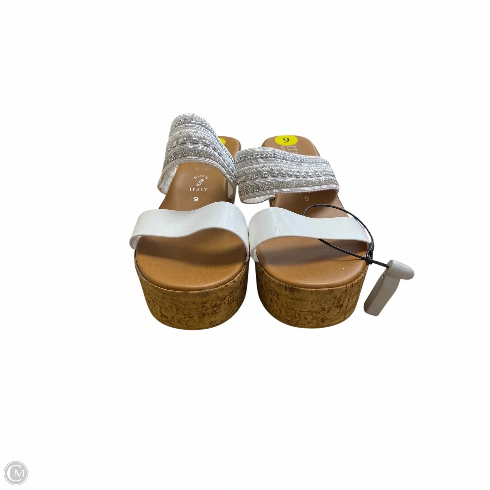 Sandals Heels Wedge By Italian Shoemakers In White, Size: 9