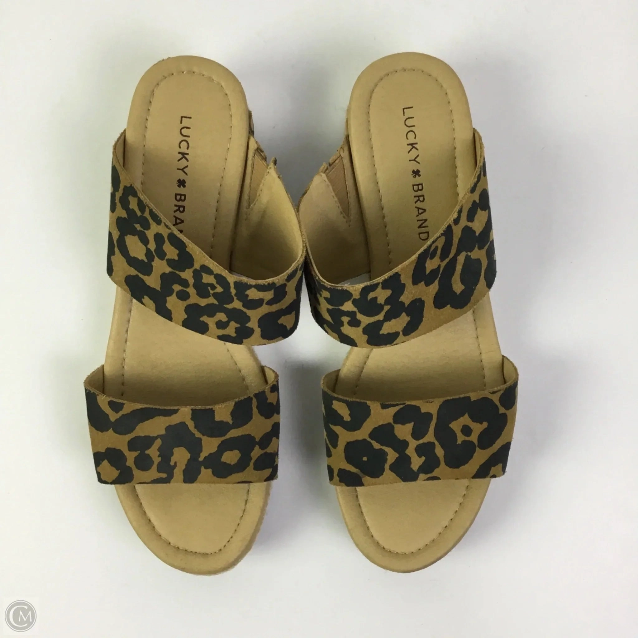 Sandals Heels Wedge By Lucky Brand In Animal Print, Size: 7.5
