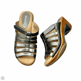 Sandals Heels Wedge By Rialto In Silver, Size: 6.5