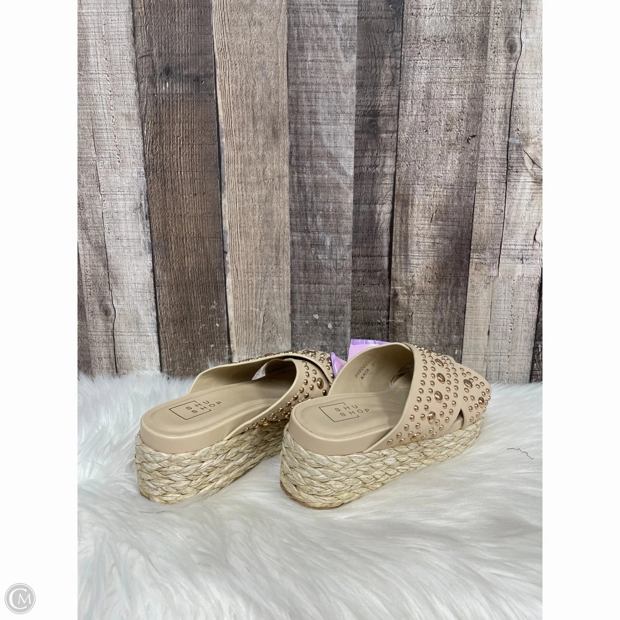 Sandals Heels Wedge By Shu Shop In Beige, Size: 6.5