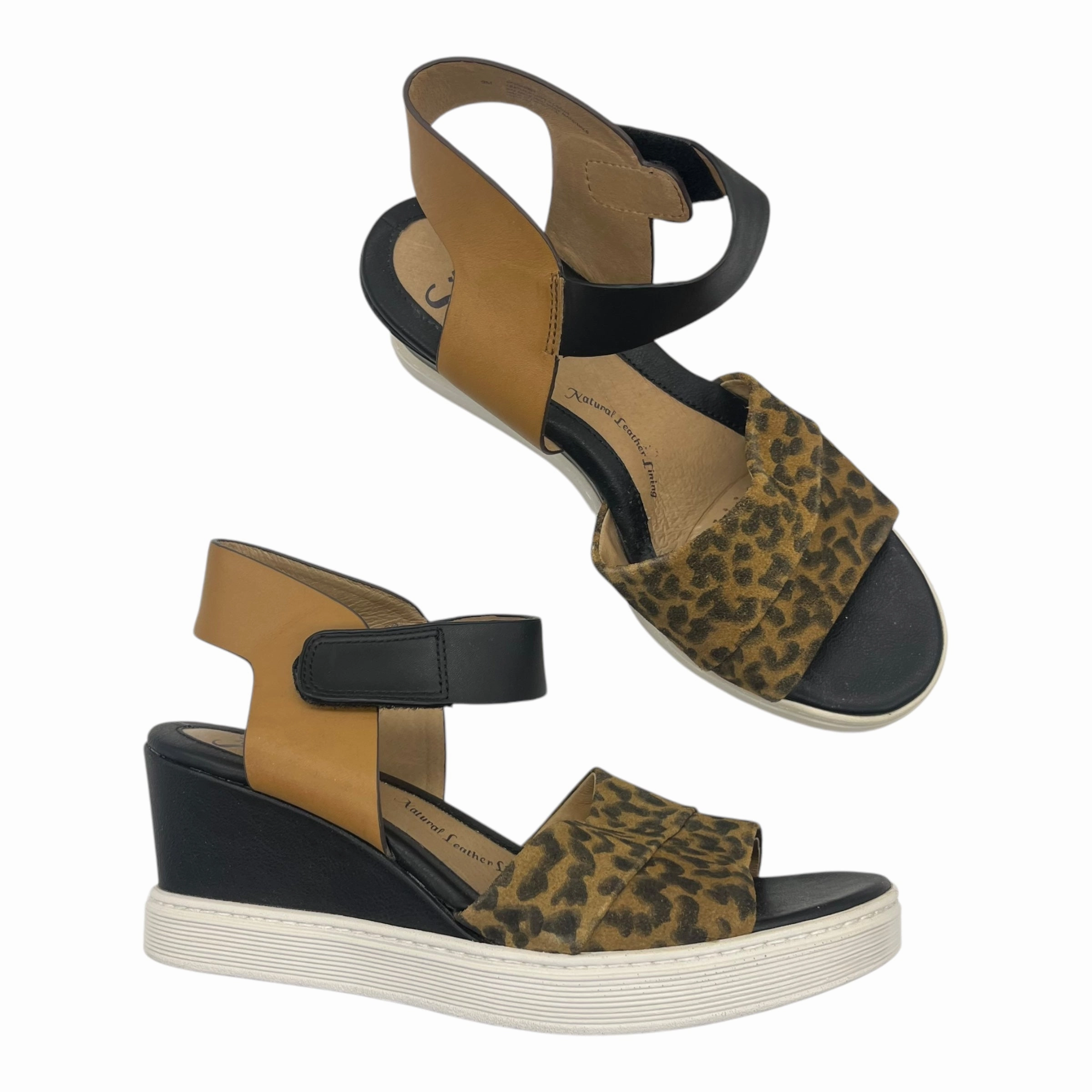 Sandals Heels Wedge By Sofft In Animal Print, Size:9