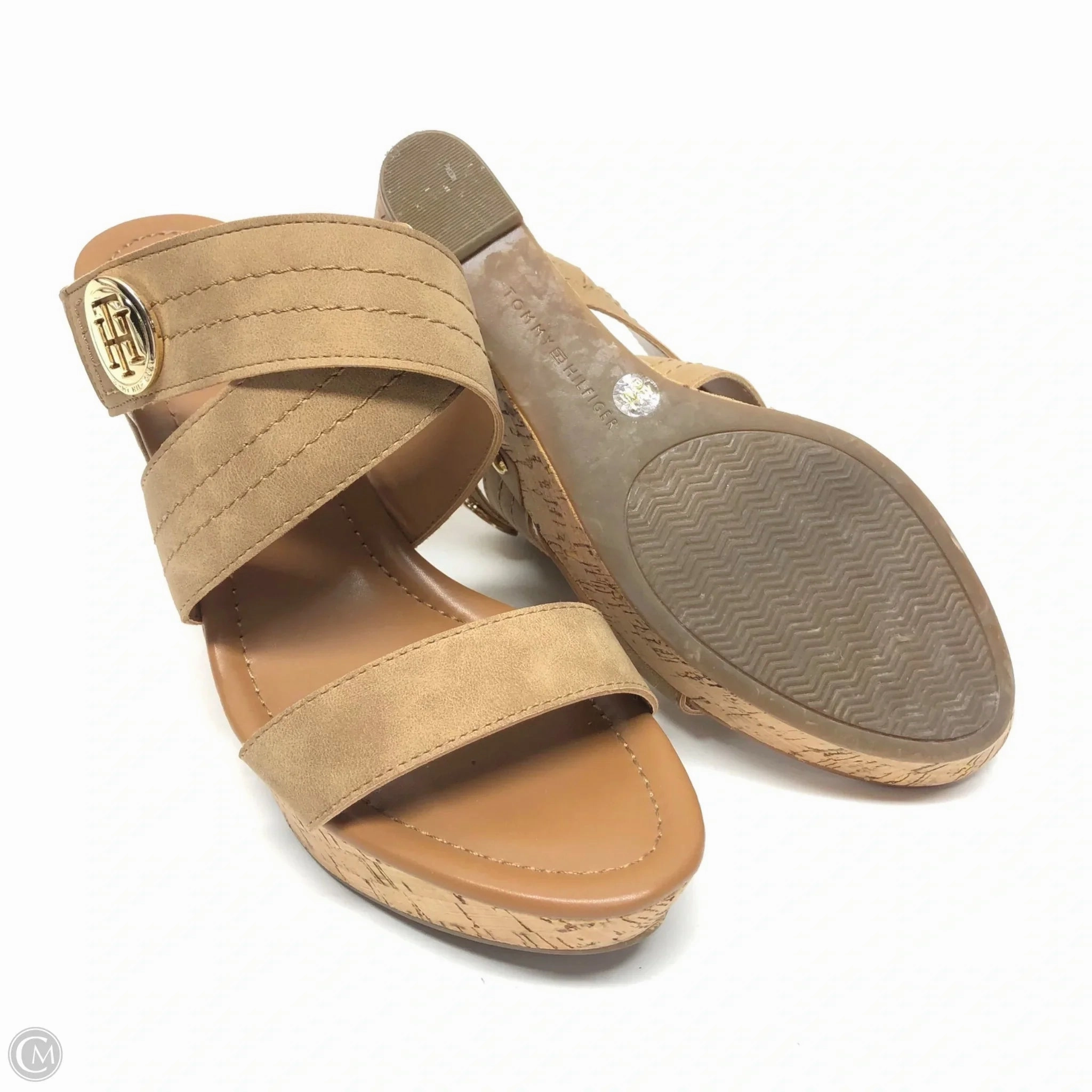 Sandals Heels Wedge By Tommy Hilfiger In Beige, Size: 10