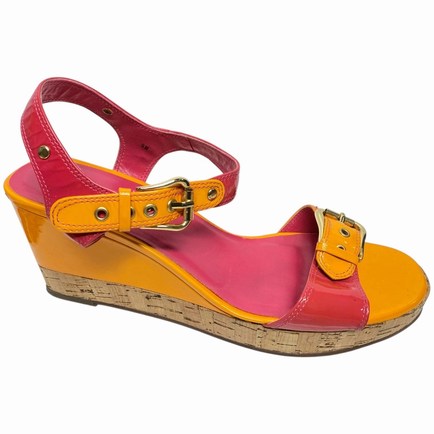 Sandals Heels Wedge By Vaneli In Orange & Pink, Size: 9