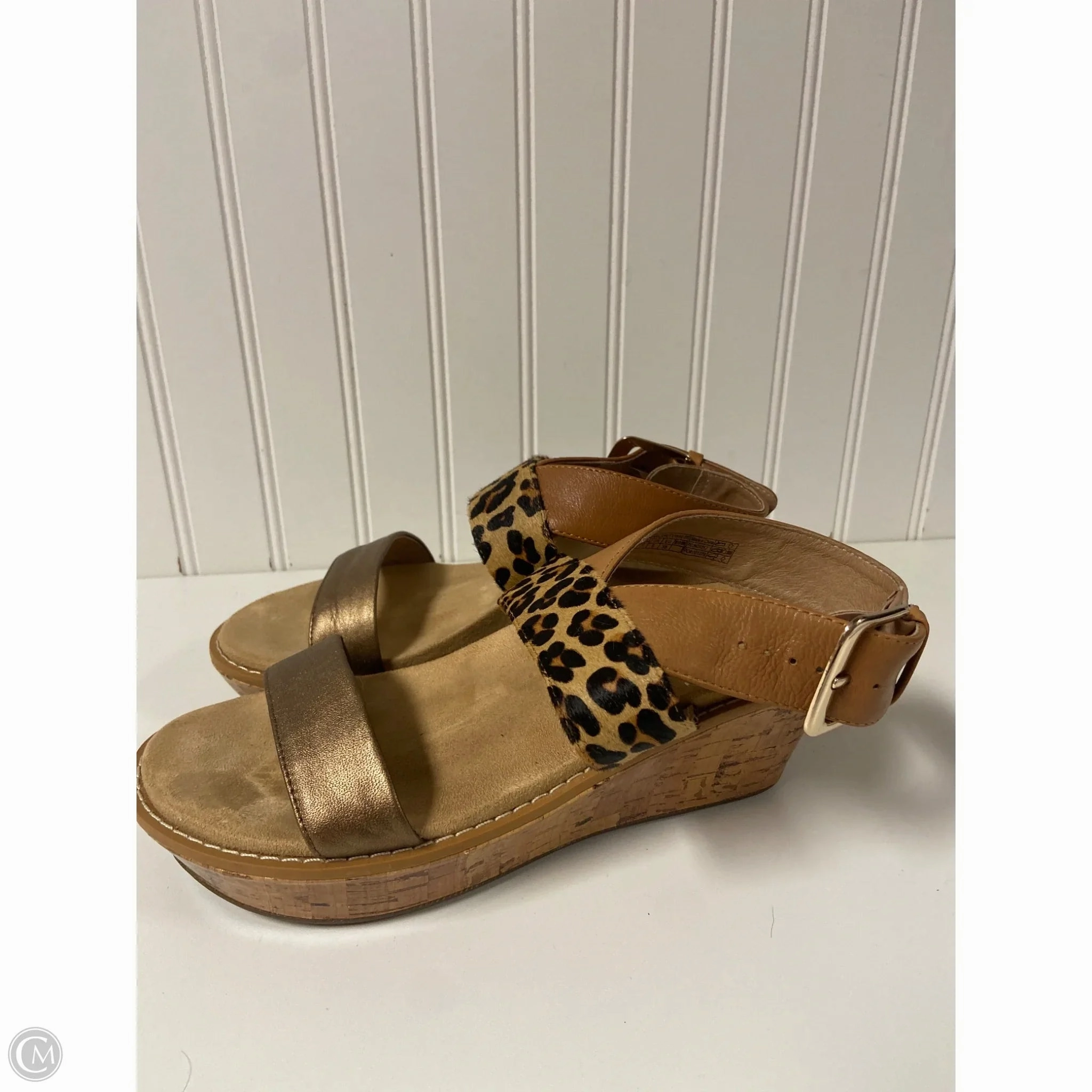 Sandals Heels Wedge By Vionic In Animal Print, Size: 7