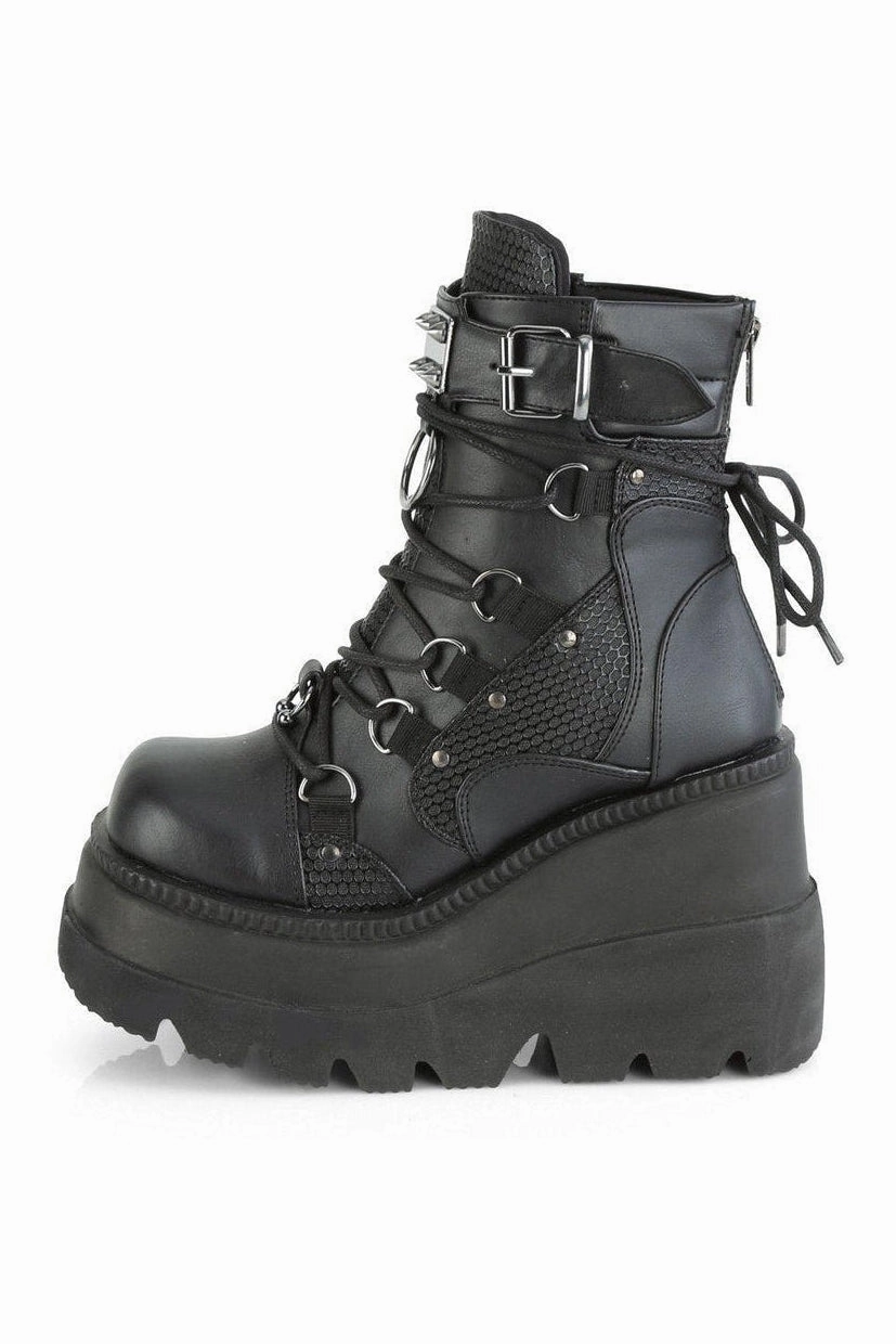 SHAKER-60 Ankle Boot | Black Faux Leather