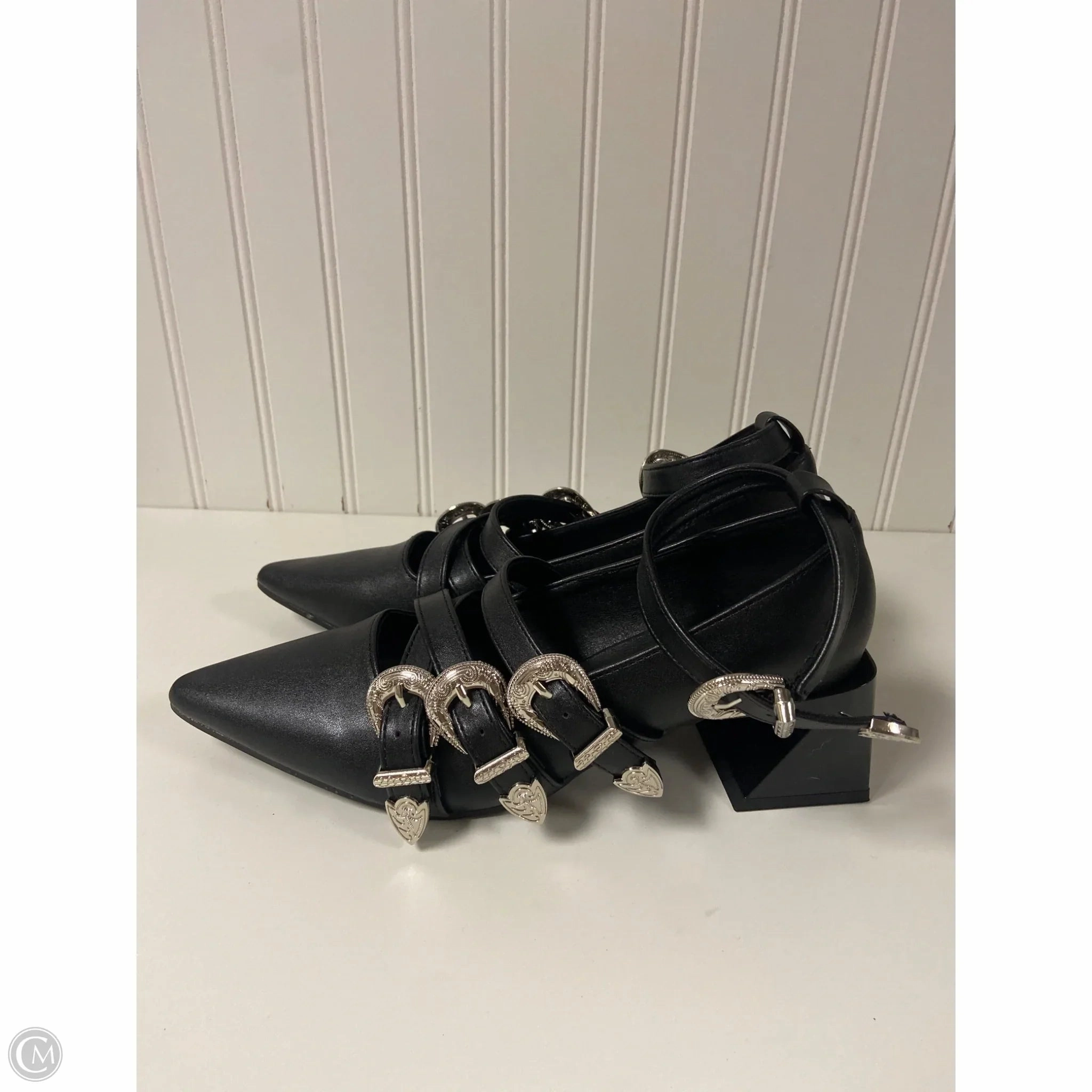 Shoes Heels Block By Clothes Mentor In Black & Silver, Size: 8.5
