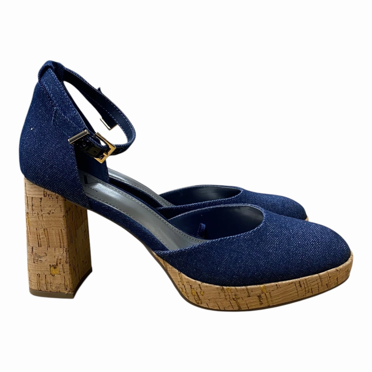 Shoes Heels Block By Worthington In Blue Denim, Size:9