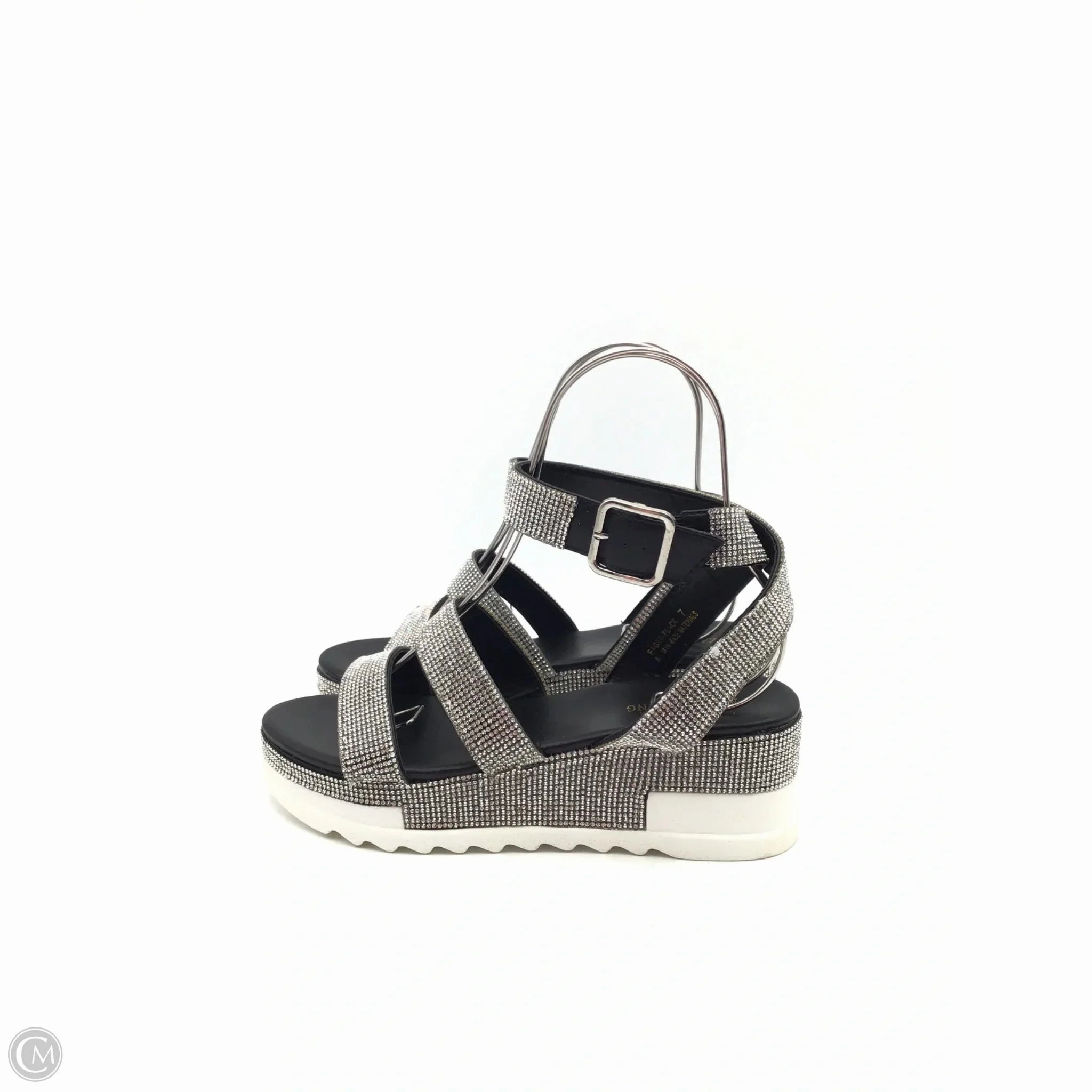 Shoes Heels Platform By Clothes Mentor In Silver & White, Size: 7