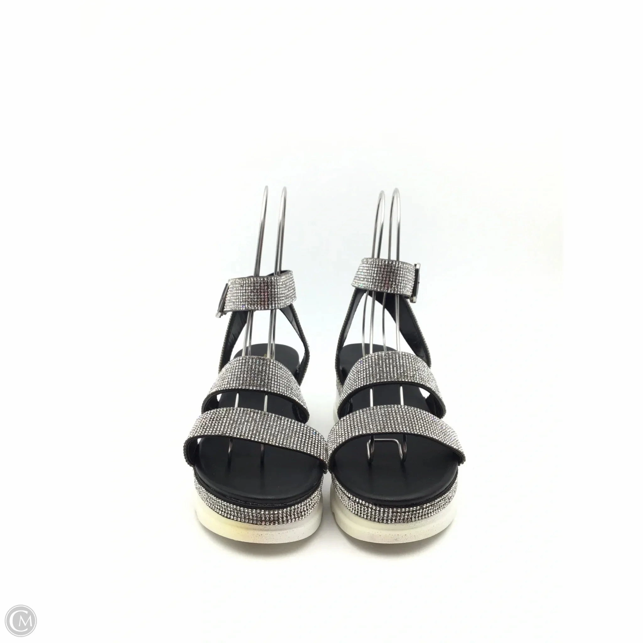Shoes Heels Platform By Clothes Mentor In Silver & White, Size: 7