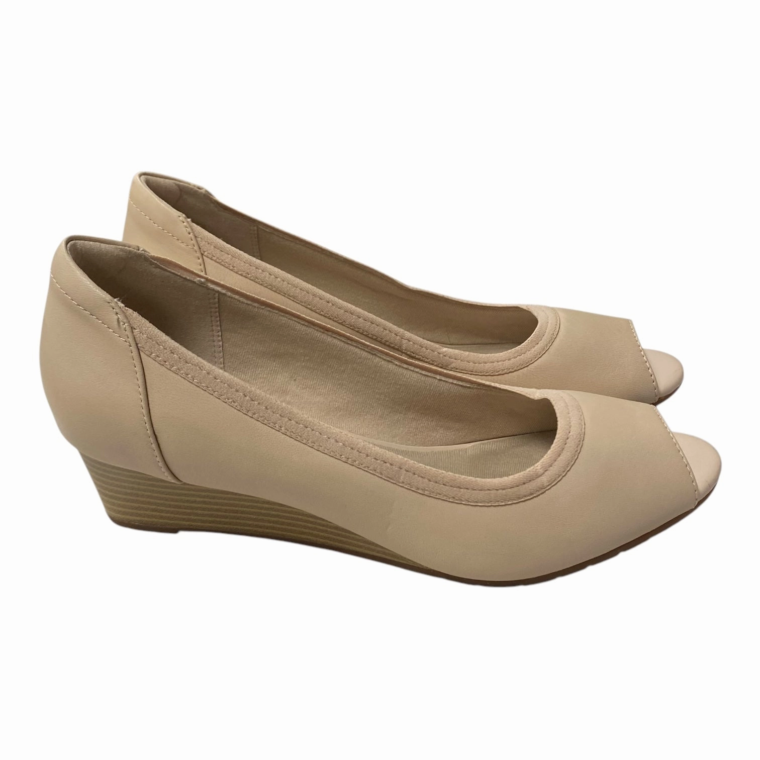 Shoes Heels Wedge By Clarks In Beige, Size: 10