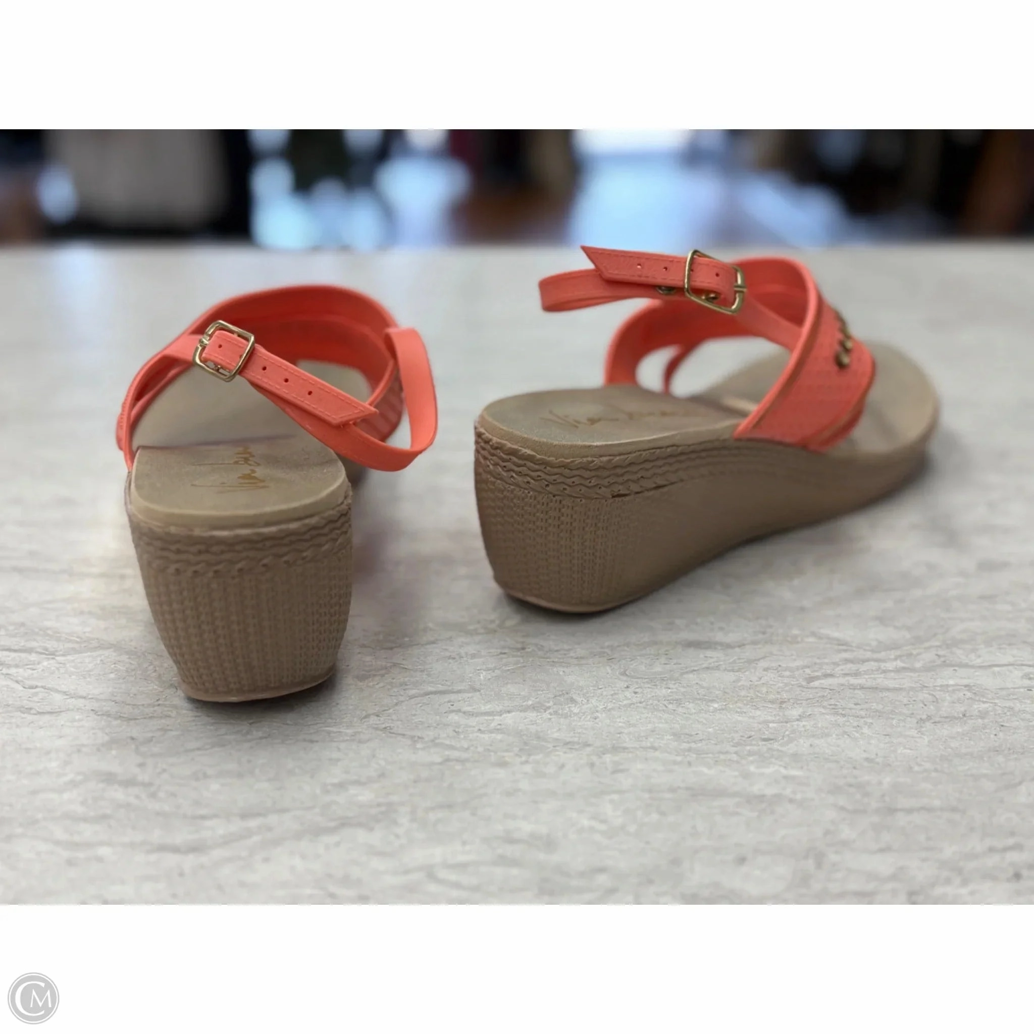 Shoes Heels Wedge By Clothes Mentor In Orange, Size: 9