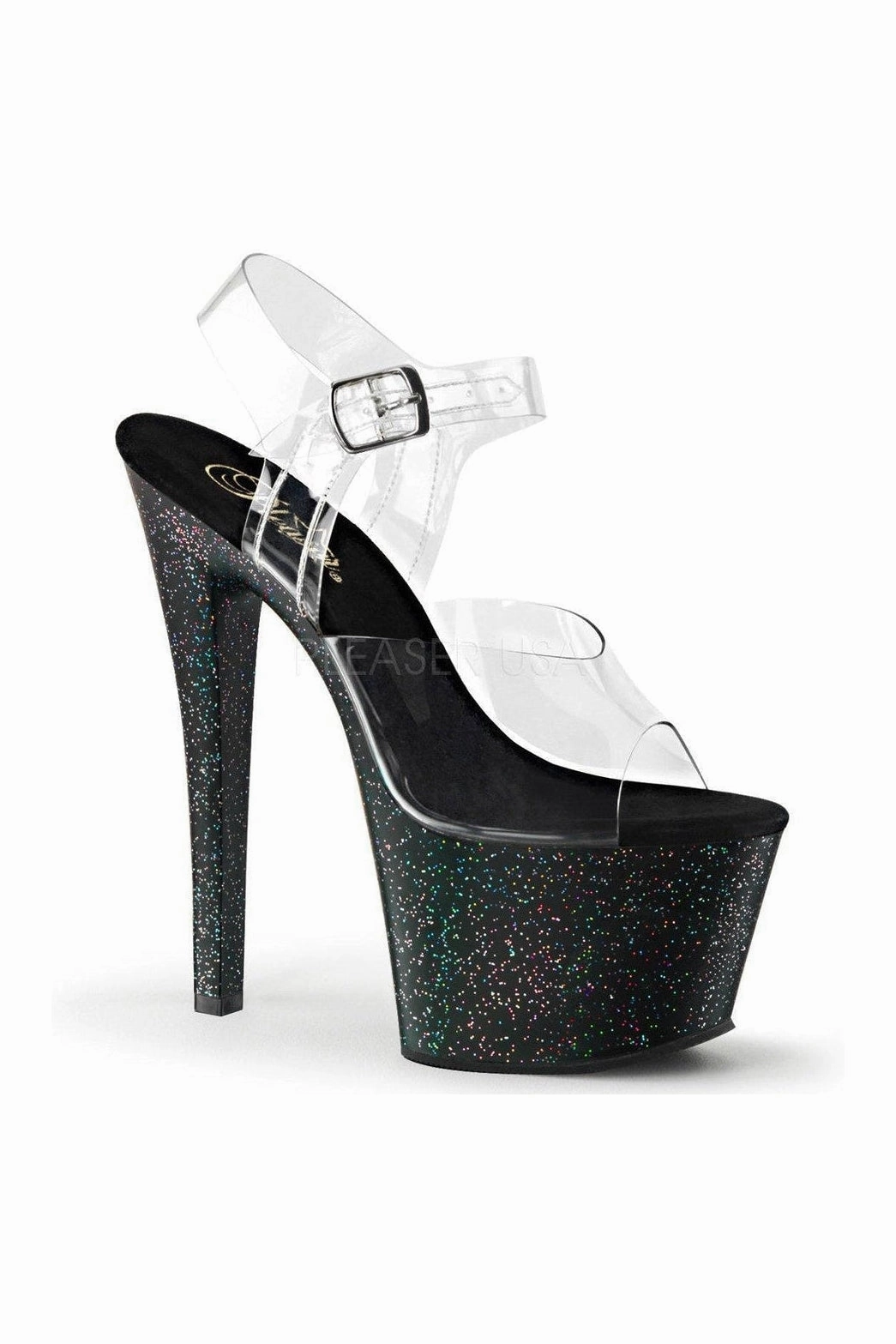 SKY-308MG Platform Sandal  | Black Vinyl