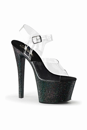 SKY-308MG Platform Sandal  | Black Vinyl