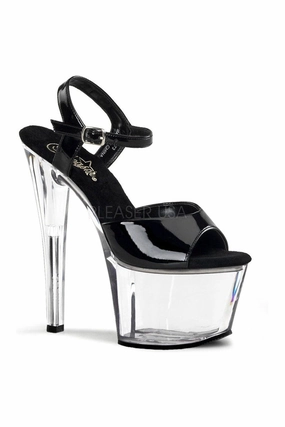SKY-309 Platform Sandal  | Black Patent