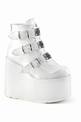 SWING-105 Demonia Platform Pump | White Faux Leather