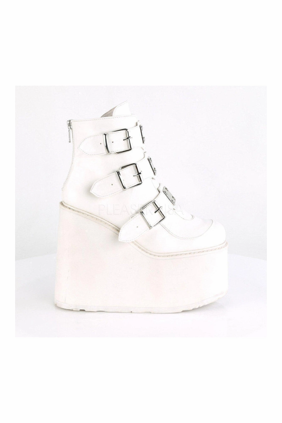 SWING-105 Demonia Platform Pump | White Faux Leather