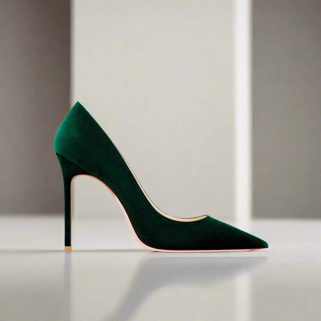 Tabitha Flannel Jade Green Heels