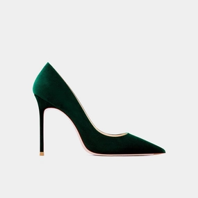 Tabitha Flannel Jade Green Heels