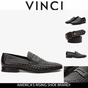 The Grand Woven Leather Black  Men Shoe Penny Loafer