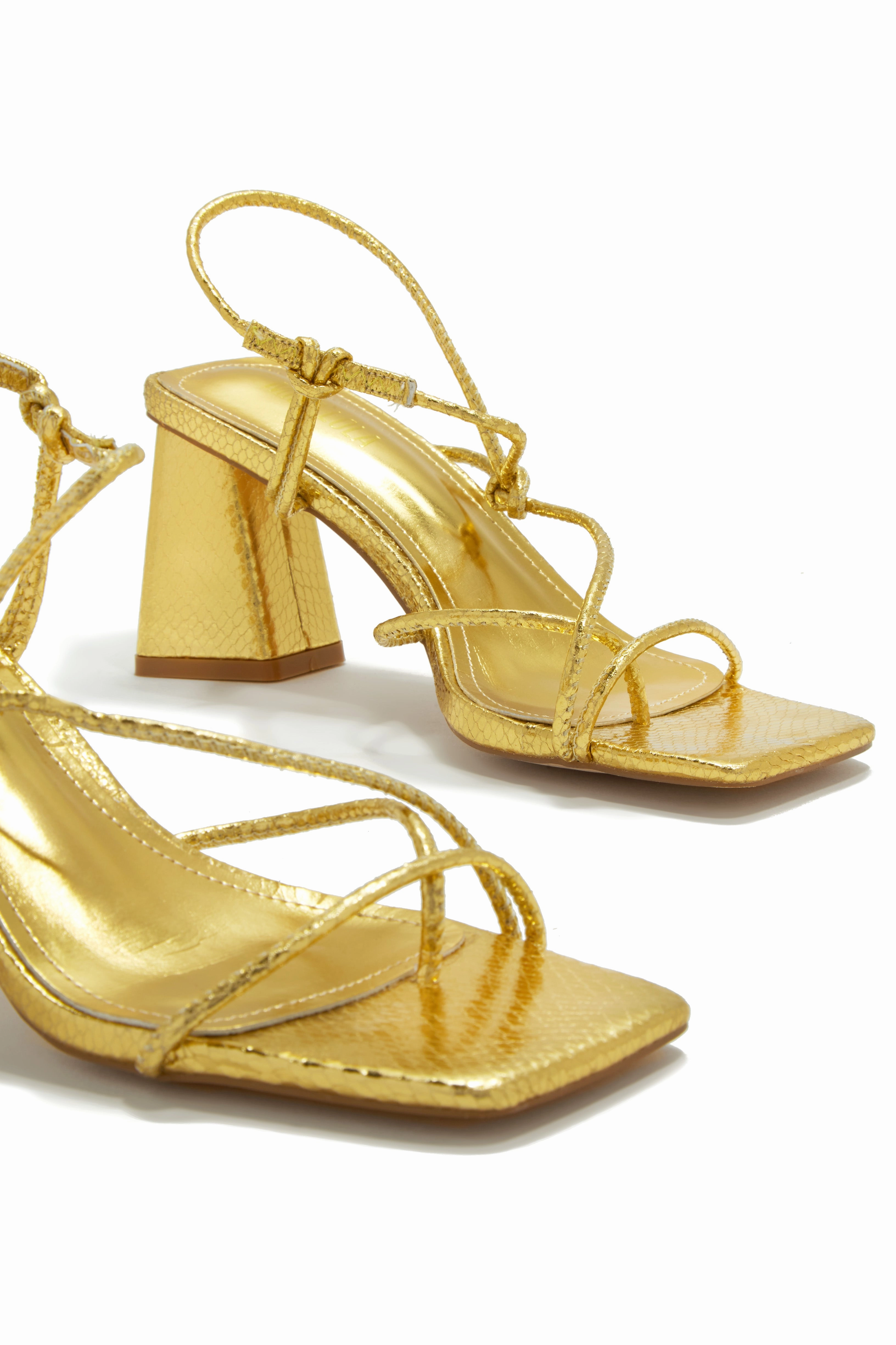 Vacation Memories Block Mid Heels - Gold