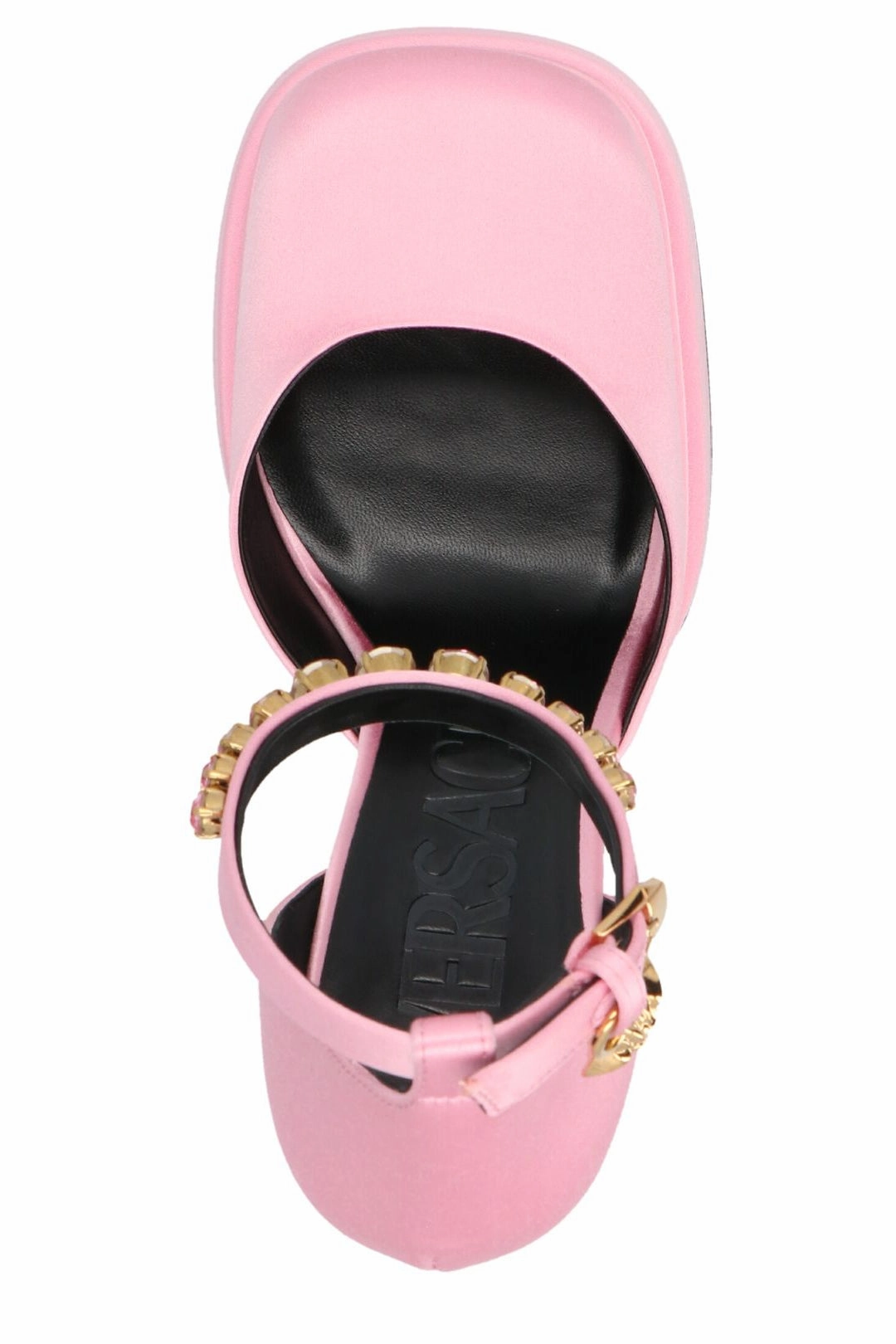 Versace Medusa Head Charm Satin Platform Pumps