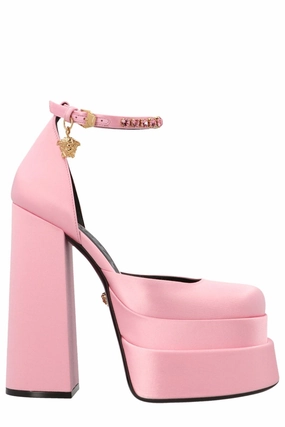 Versace Medusa Head Charm Satin Platform Pumps