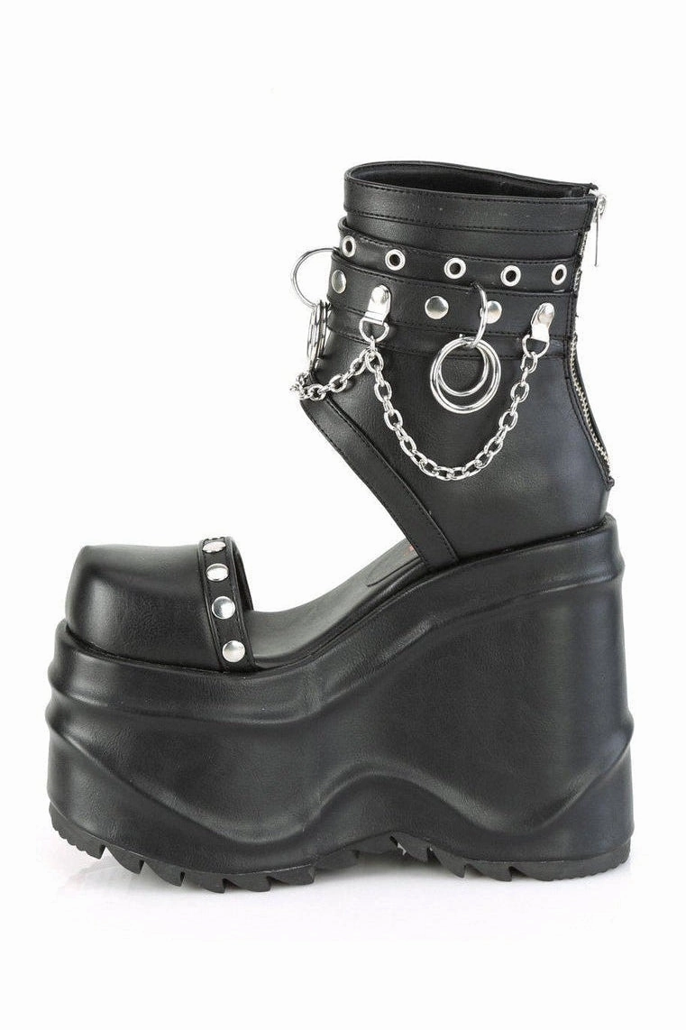 WAVE-22 Ankle Boot | Black Faux Leather
