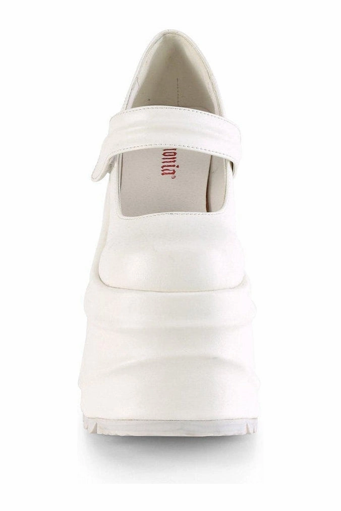WAVE-32 Mary Jane | White Faux Leather
