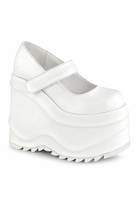 WAVE-32 Mary Jane | White Faux Leather
