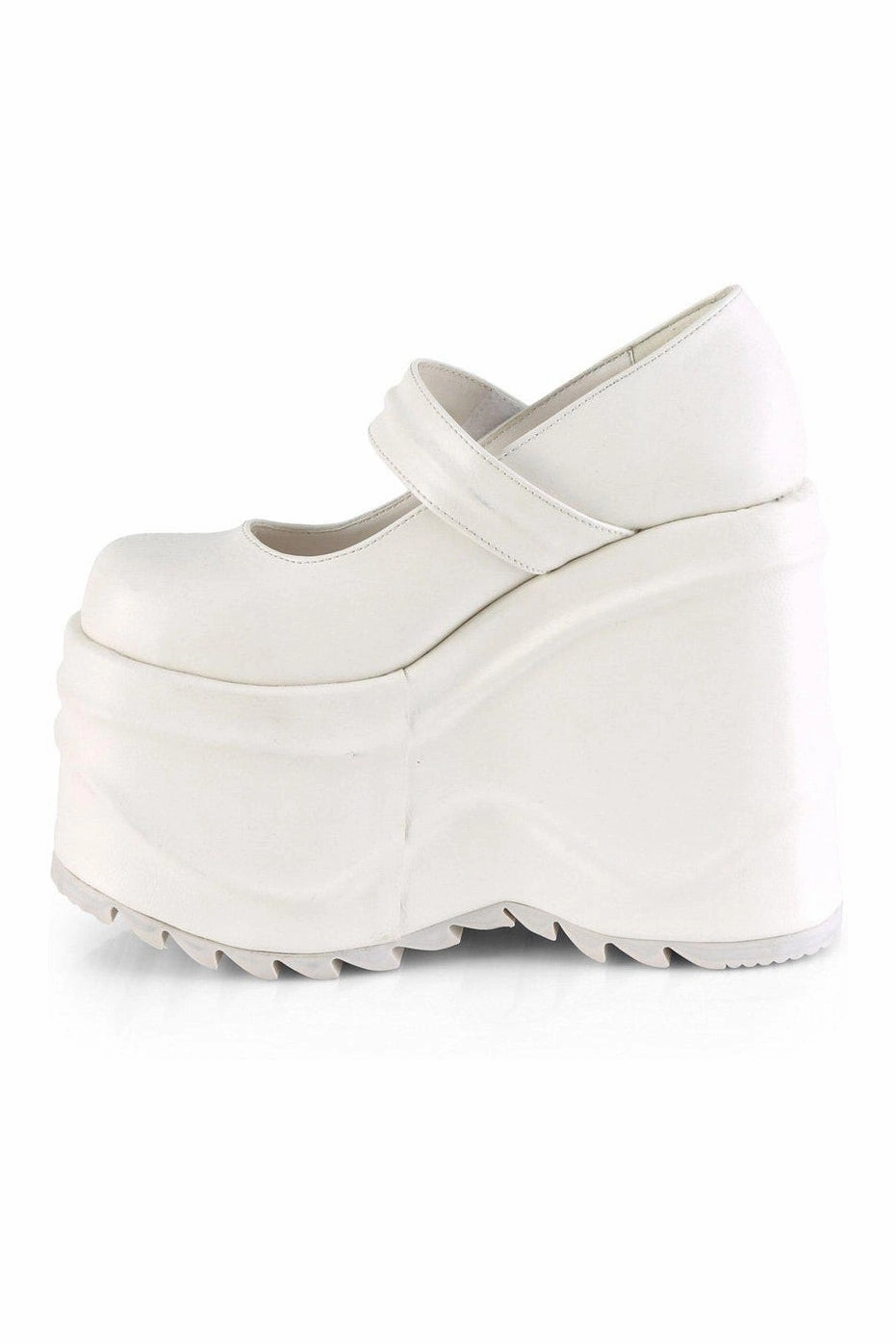 WAVE-32 Mary Jane | White Faux Leather