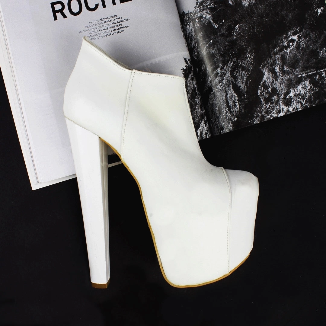 White High Heel Ankle Booties