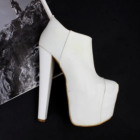 White High Heel Ankle Booties