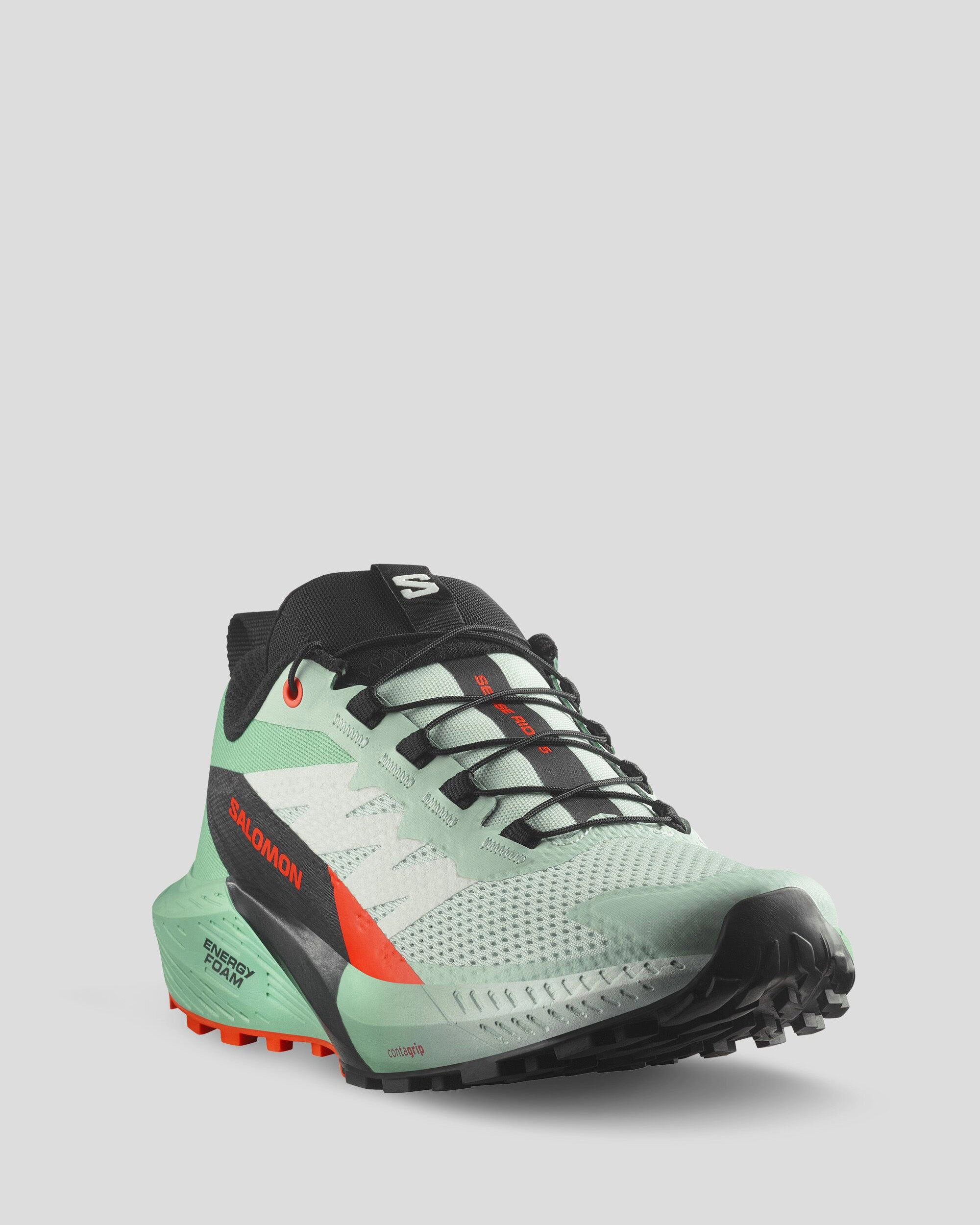 Women's Salomon Sense Ride 5 Trail Running Shoes - Black/Bay/Cherry Tomato